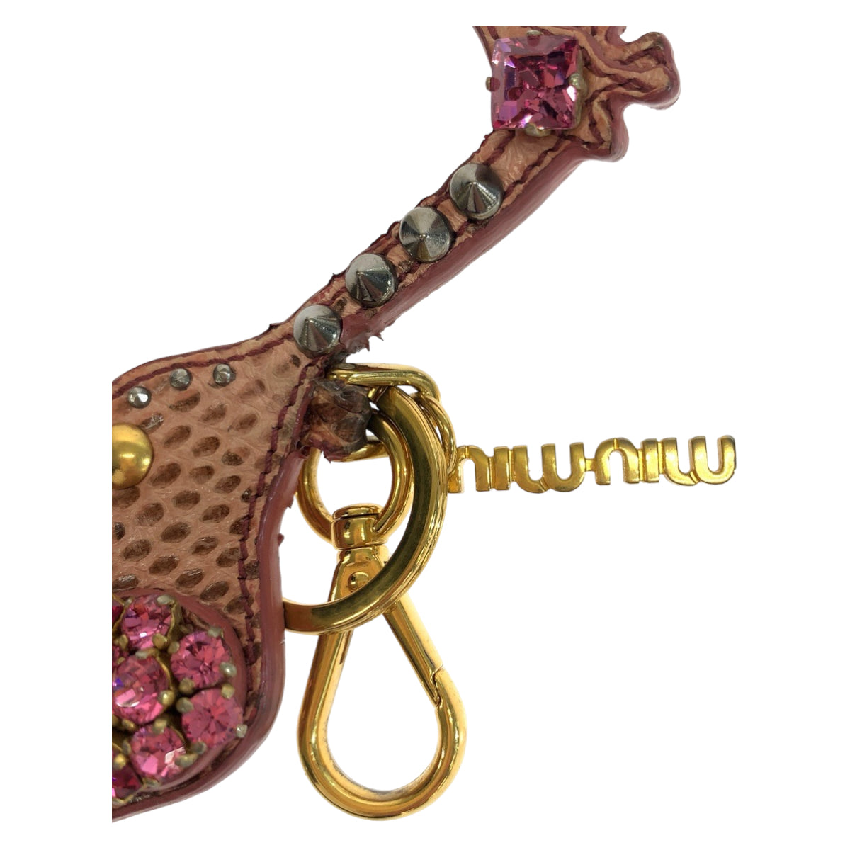 Miu Miu Leather Rhinestone Giraffe Keychain