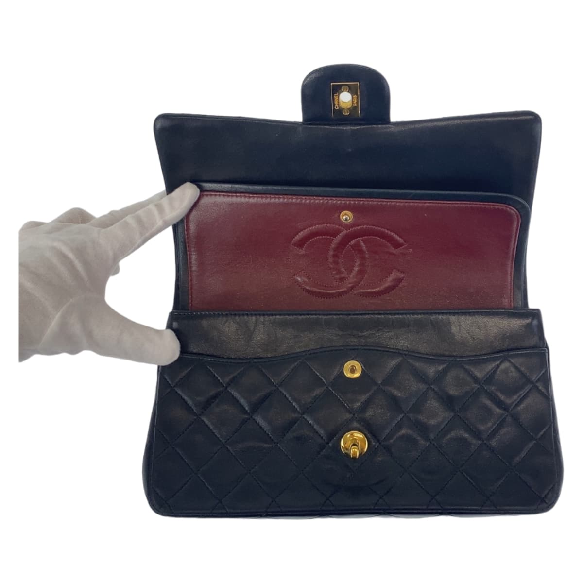 Chanel Vintage Matelasse Double Flap Lambskin Shoulder Bag in Very Good Condition