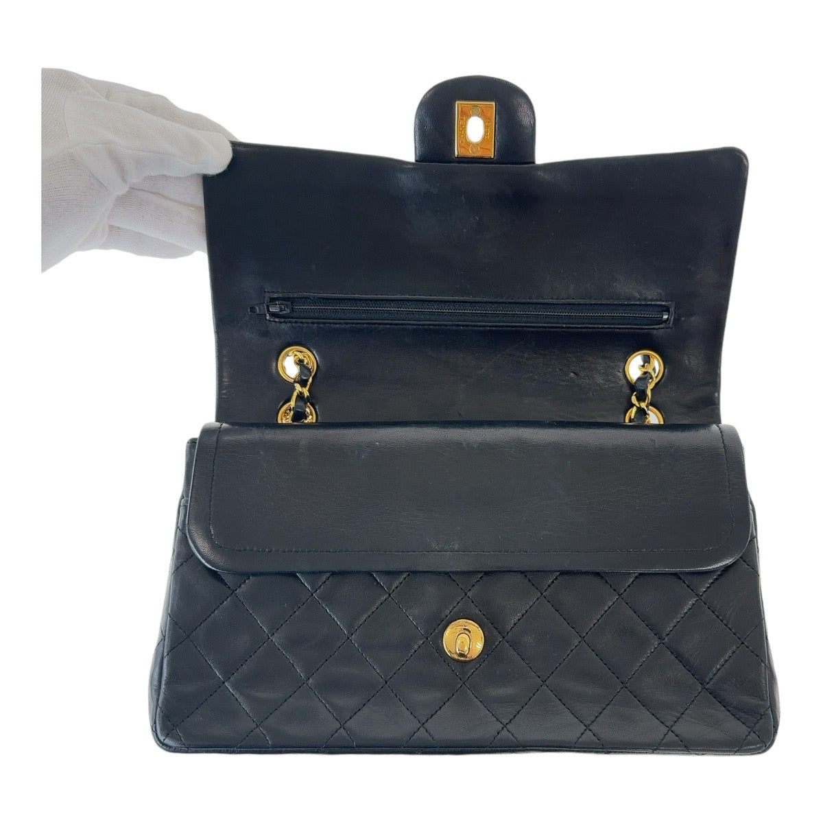 Chanel Vintage Matelasse 25 Double Flap Timeless Lambskin Shoulder Bag in Very Good Condition