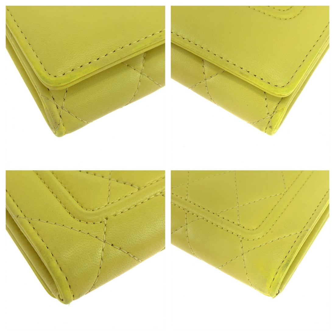 Chanel Yellow Lambskin Matelasse Long Wallet