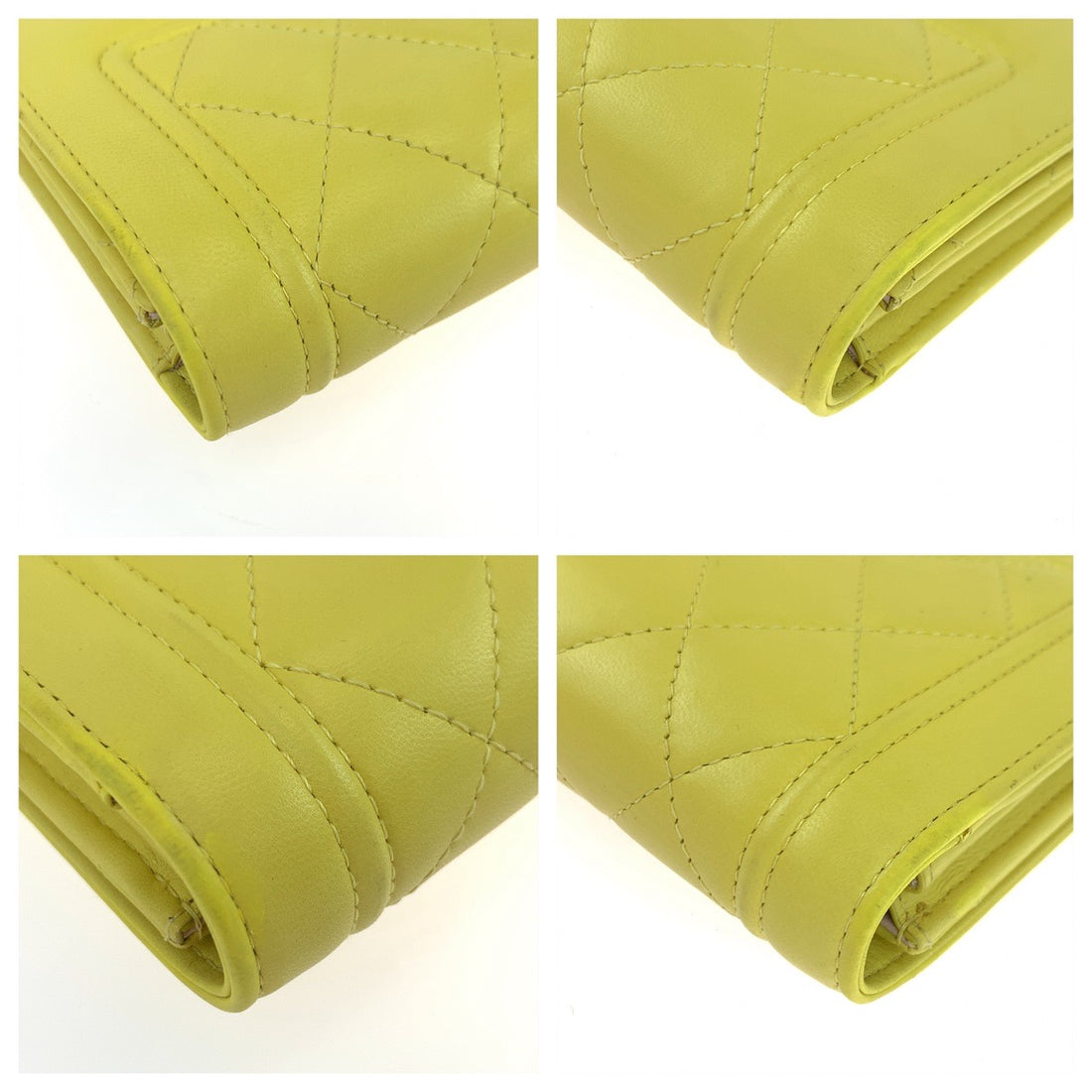 Chanel Yellow Lambskin Matelasse Long Wallet