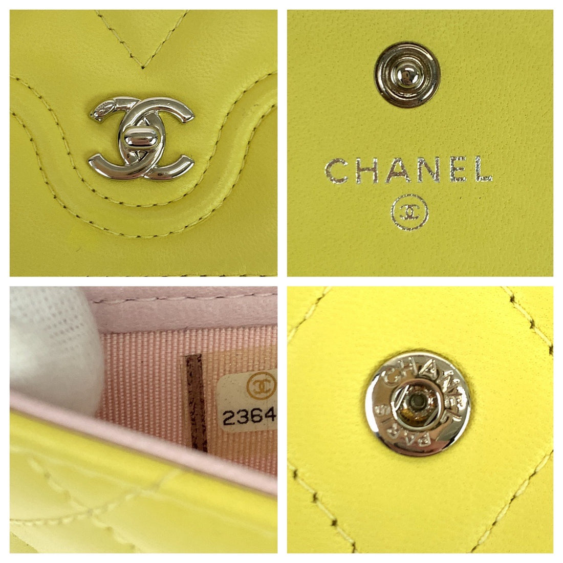 Chanel Yellow Lambskin Matelasse Long Wallet