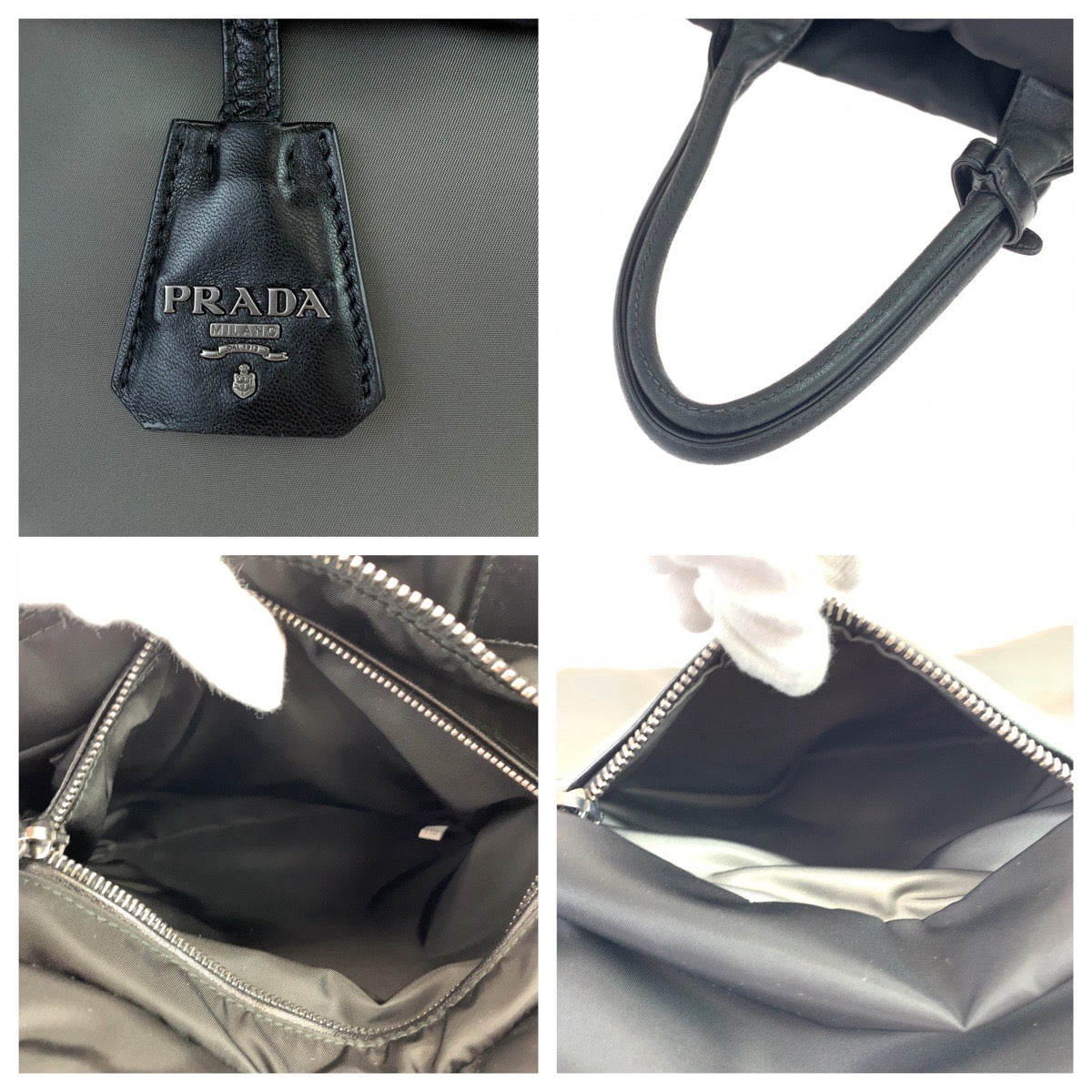 Prada Nylon Tessuto Triangle Logo Tote Bag B4521V in Very Good Condition