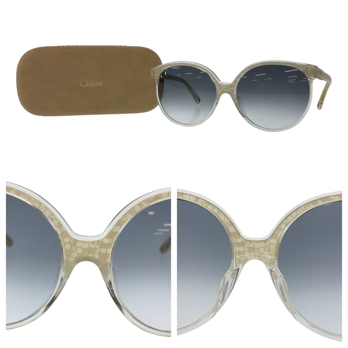 Chloe Beige Gold Plastic Sunglasses CE735SA