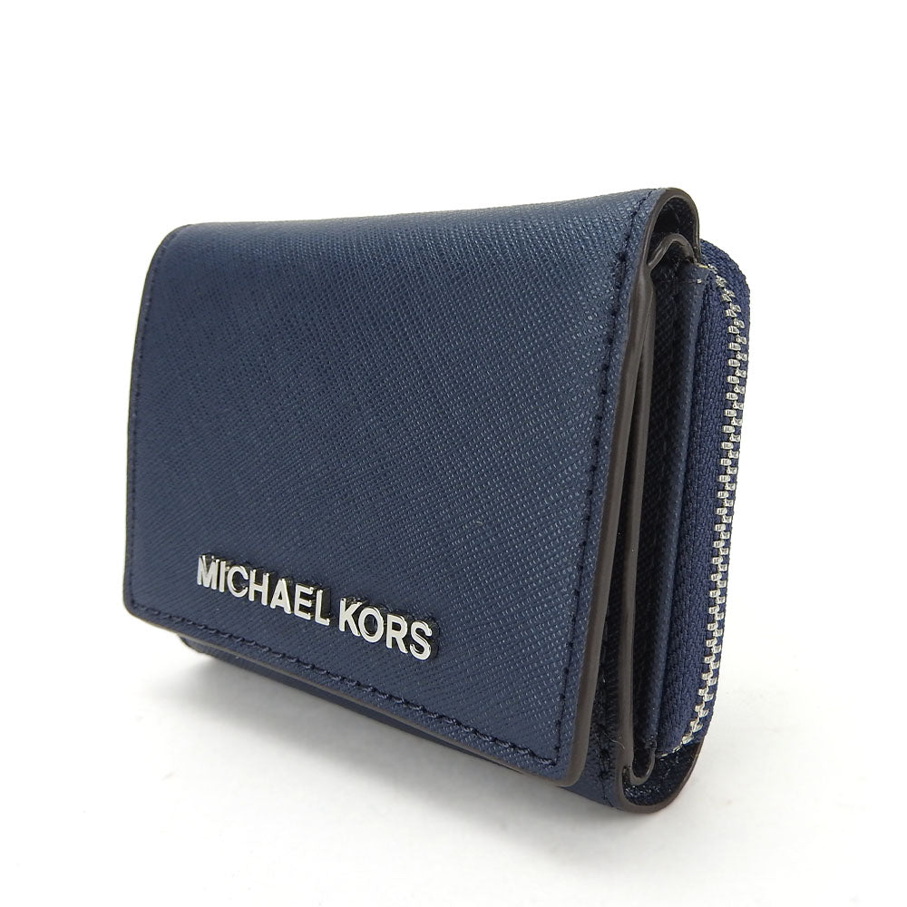 Michael Kors Leather Tri-fold Wallet Navy