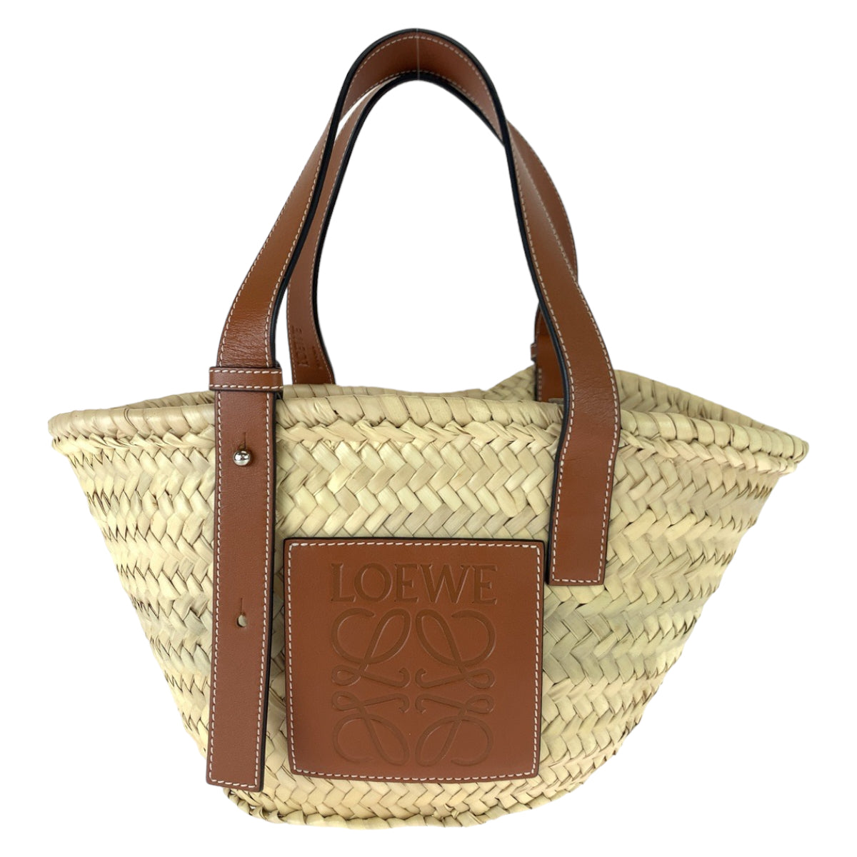 Loewe Anagram Raffia Leather Basket Bag