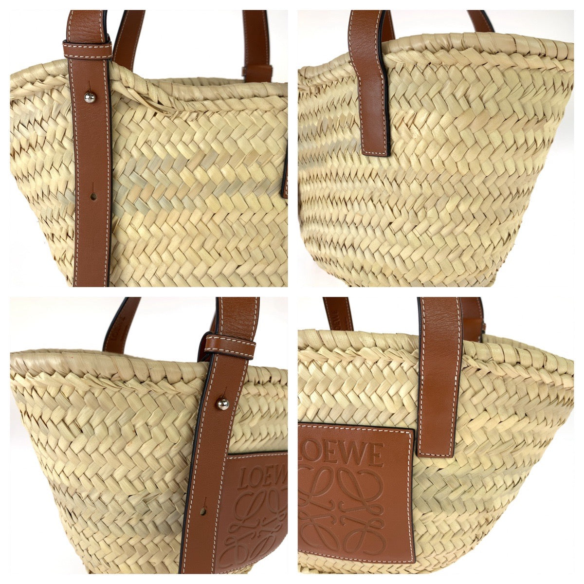 Loewe Anagram Raffia Leather Basket Bag