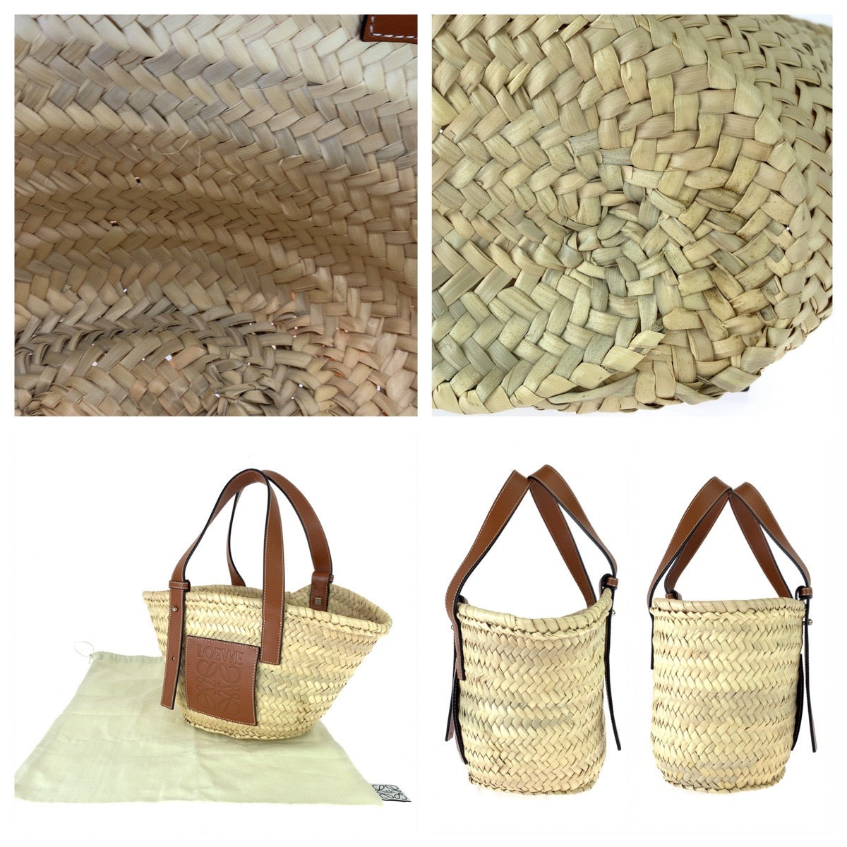 Loewe Anagram Raffia Leather Basket Bag