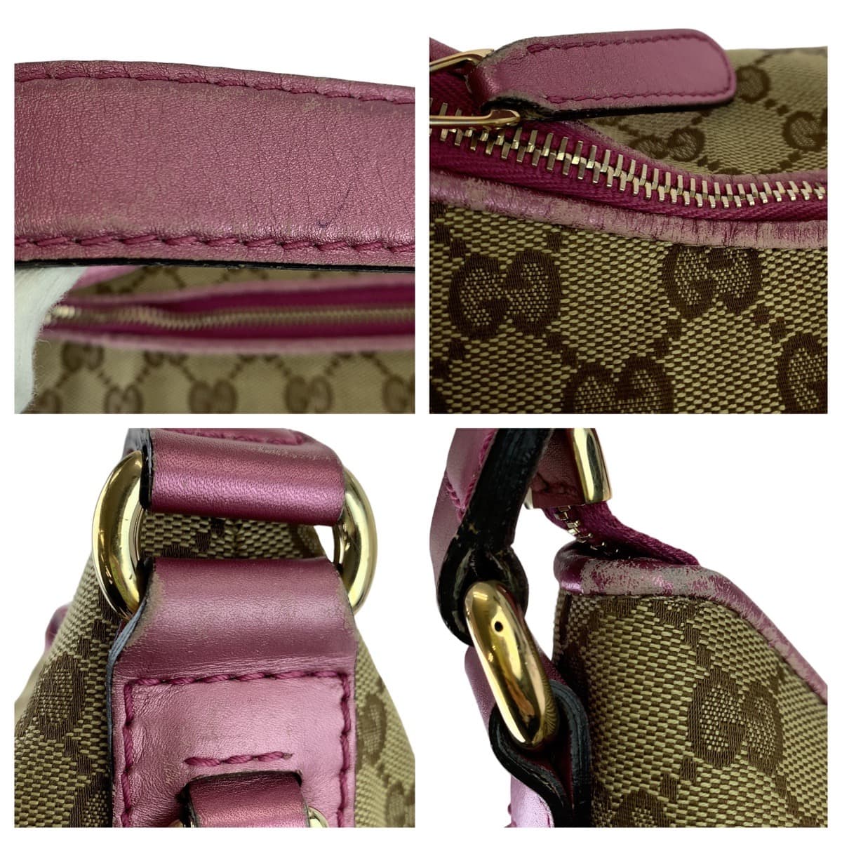 Gucci GG Canvas Heart Charm Shoulder Bag 269959 in Very Good Condition