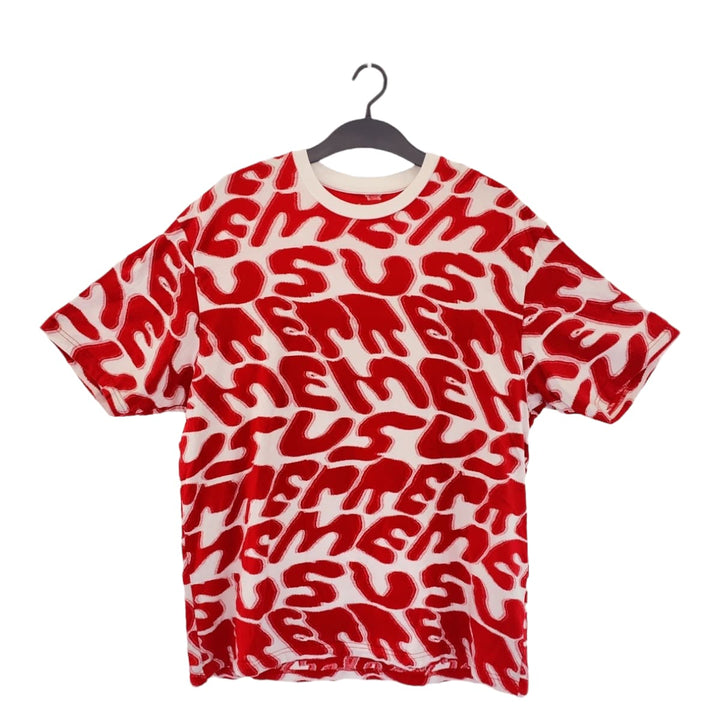 Supreme Stacked Intarsia Cotton T-Shirt XL Red in Great Condition