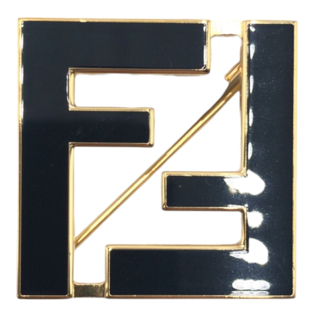 Fendi Forever Metal Brooch Black Gold