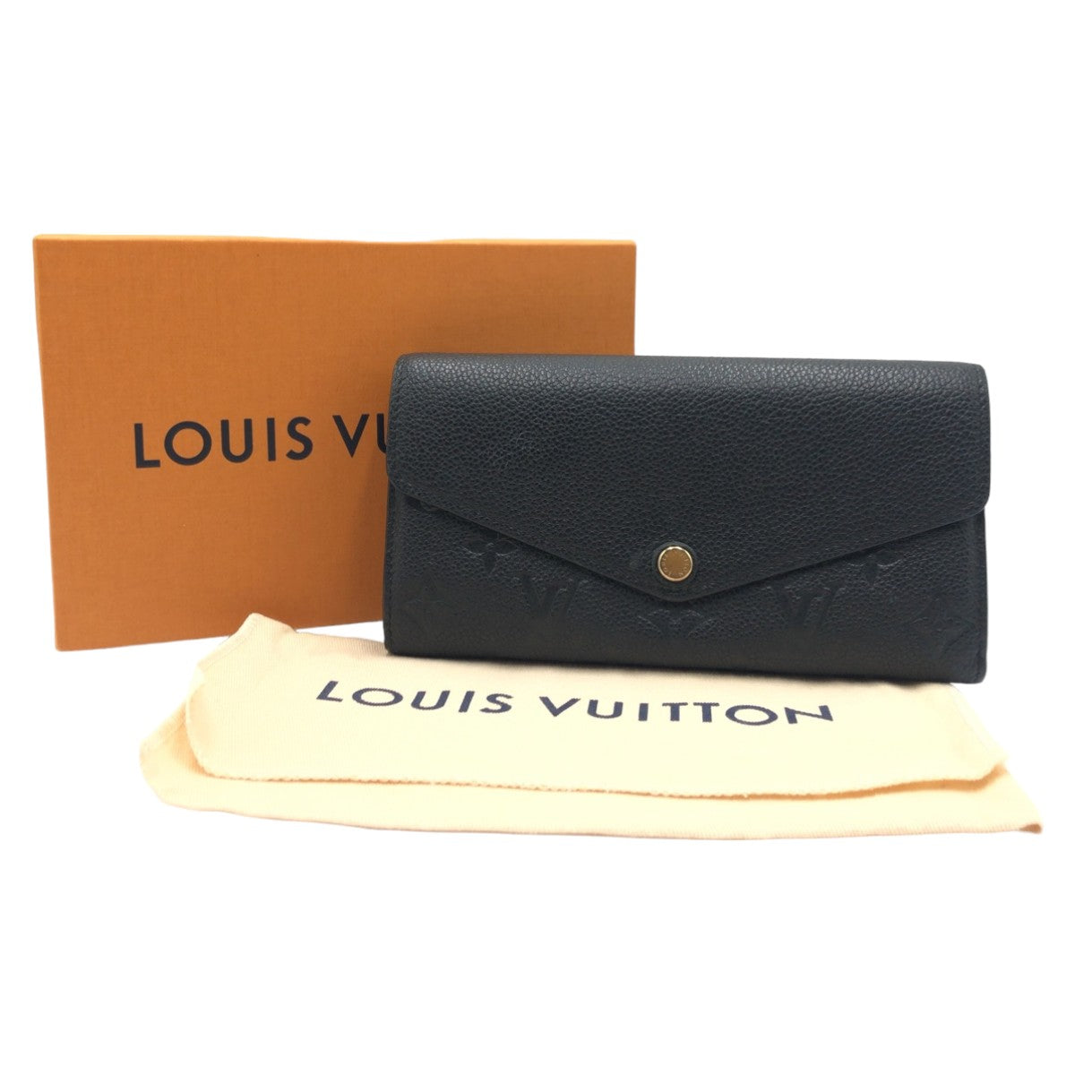 Louis Vuitton Monogram Empreinte Long Wallet Black in Very Good Condition