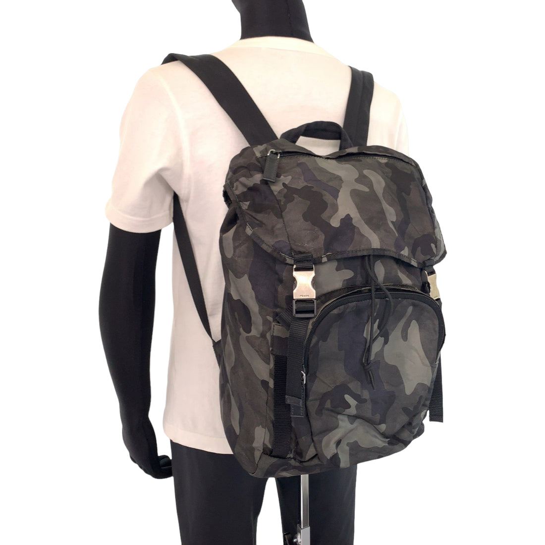 Prada Nylon Camouflage Logo Backpack