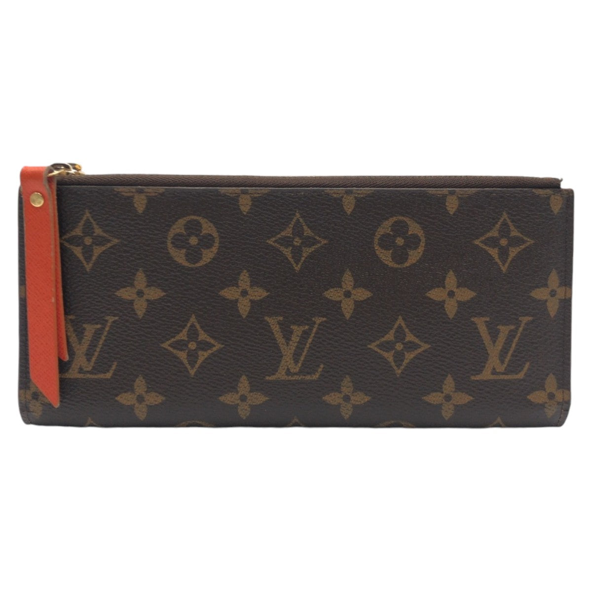 Louis Vuitton Monogram Adele Long Wallet Brown Orange