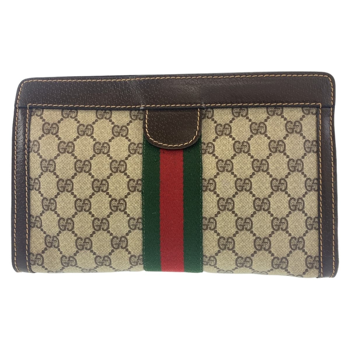 Gucci GG Canvas Leather Clutch Bag 406590 in Very Good Condition