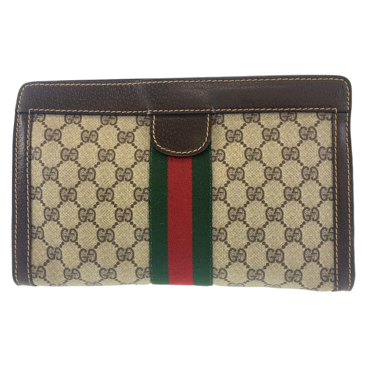 Gucci GG Canvas Leather Clutch Bag