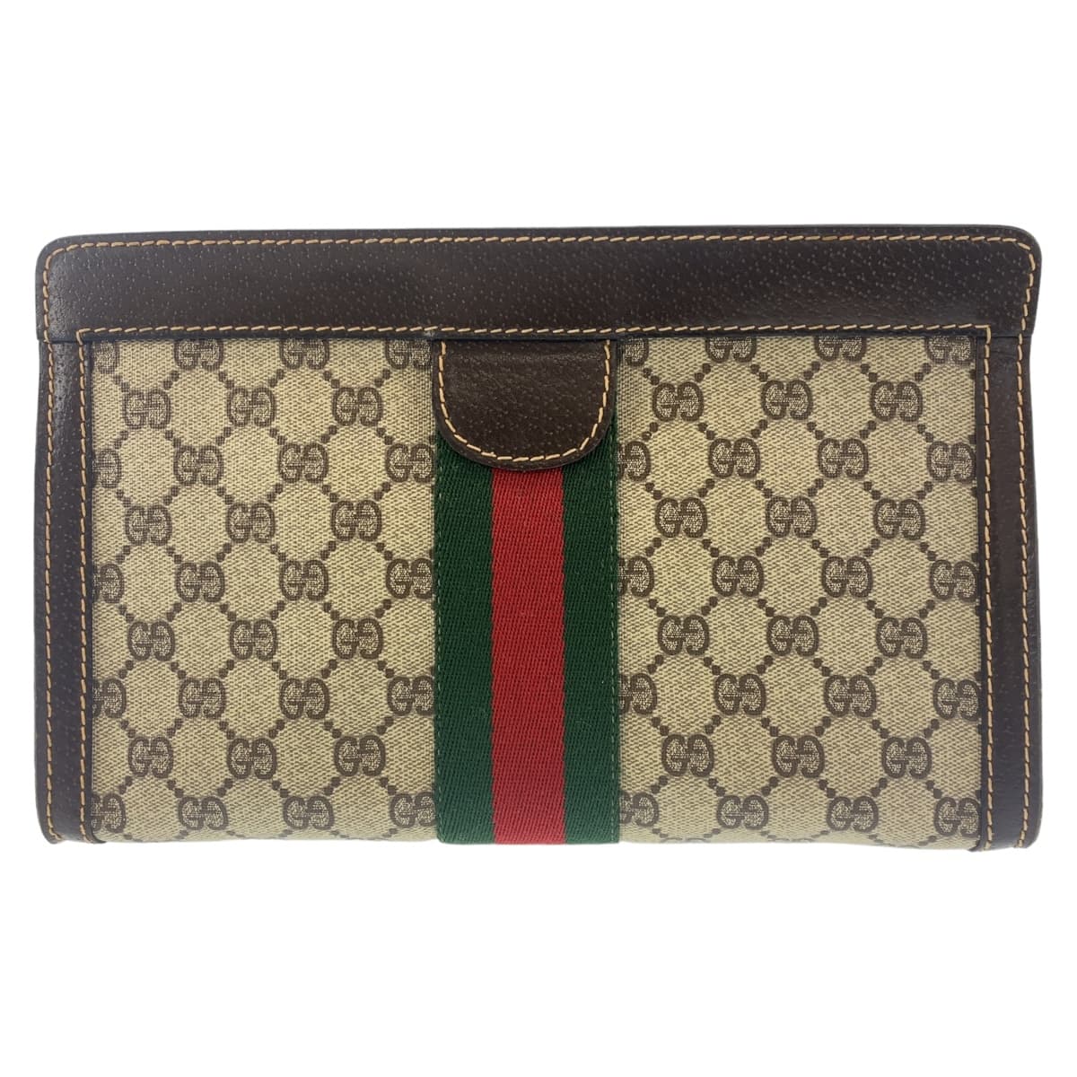 Gucci GG Canvas Leather Clutch Bag