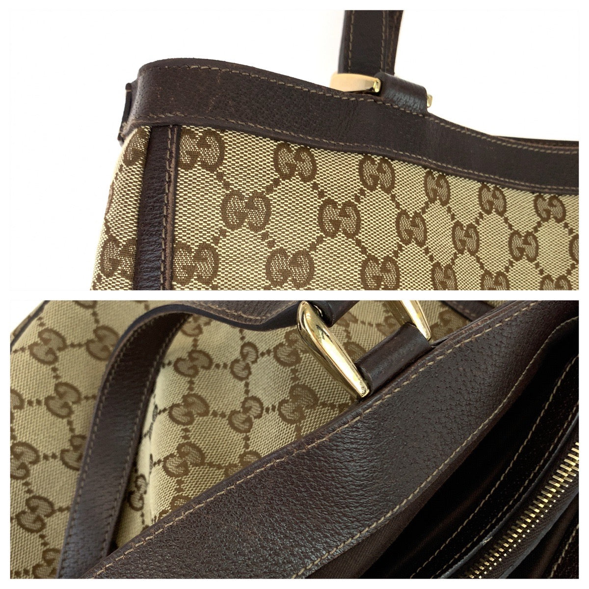 Gucci Abbey GG Canvas Leather Handbag