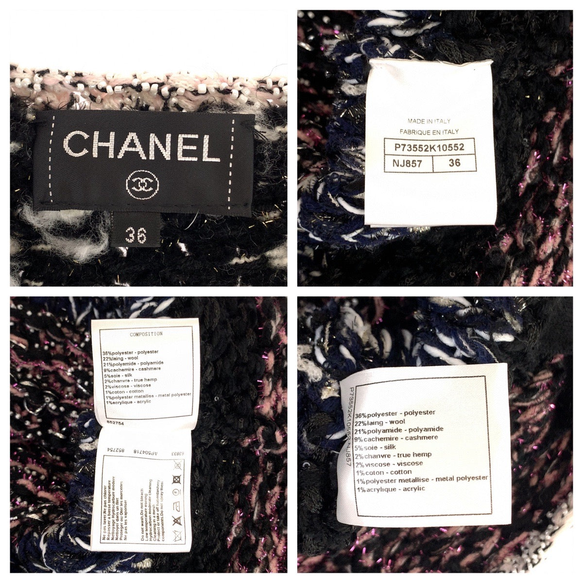 Chanel Tweed Wool Jacket Pink Multicolor