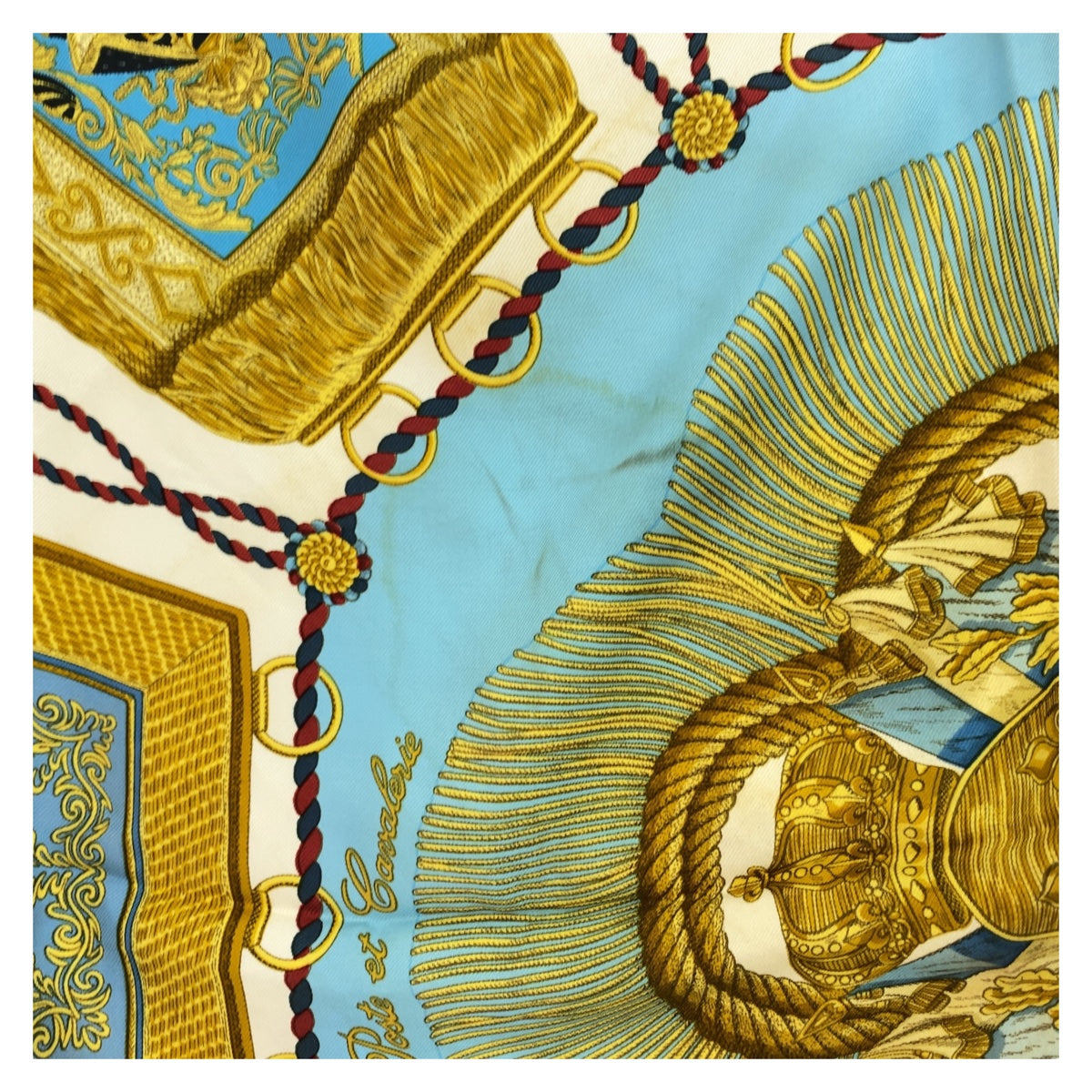 Hermes Silk Scarf Carré 90 Blue Multicolor in Good Condition