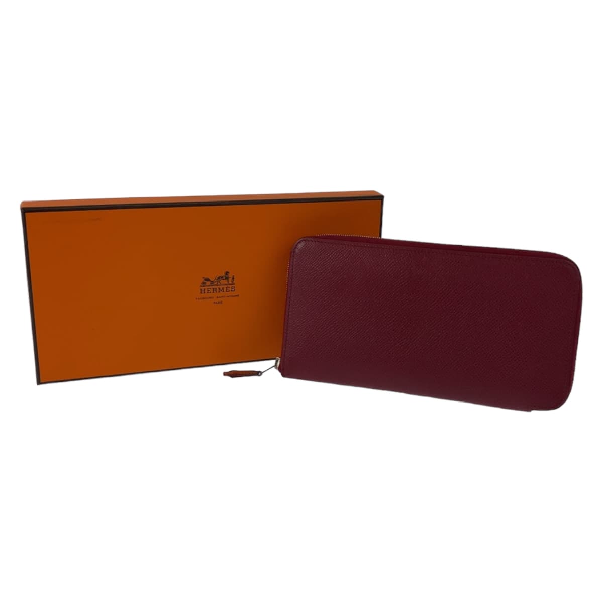 Hermes Azap Long Silk In Red Epsom Leather Wallet in Very Good Condition