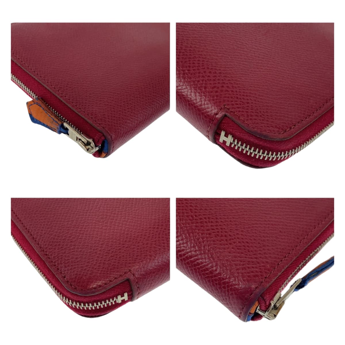 Hermes Azap Long Silk In Red Epsom Leather Wallet in Very Good Condition