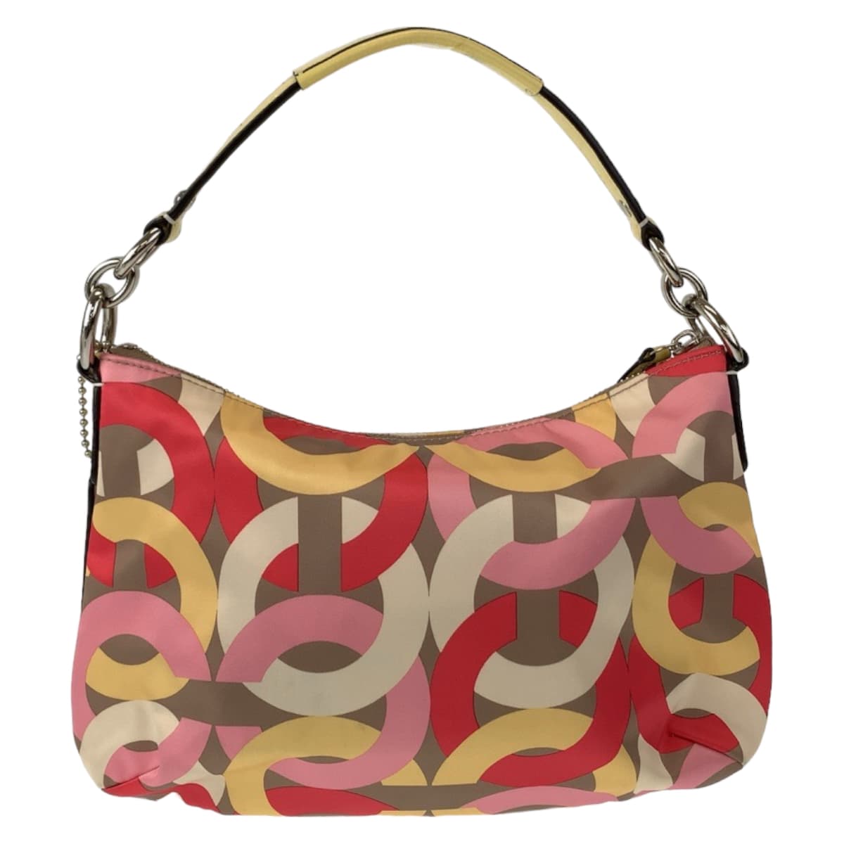 Coach Op Art Pink Multicolor Cotton Shoulder Bag 406692 in Very Good Condition