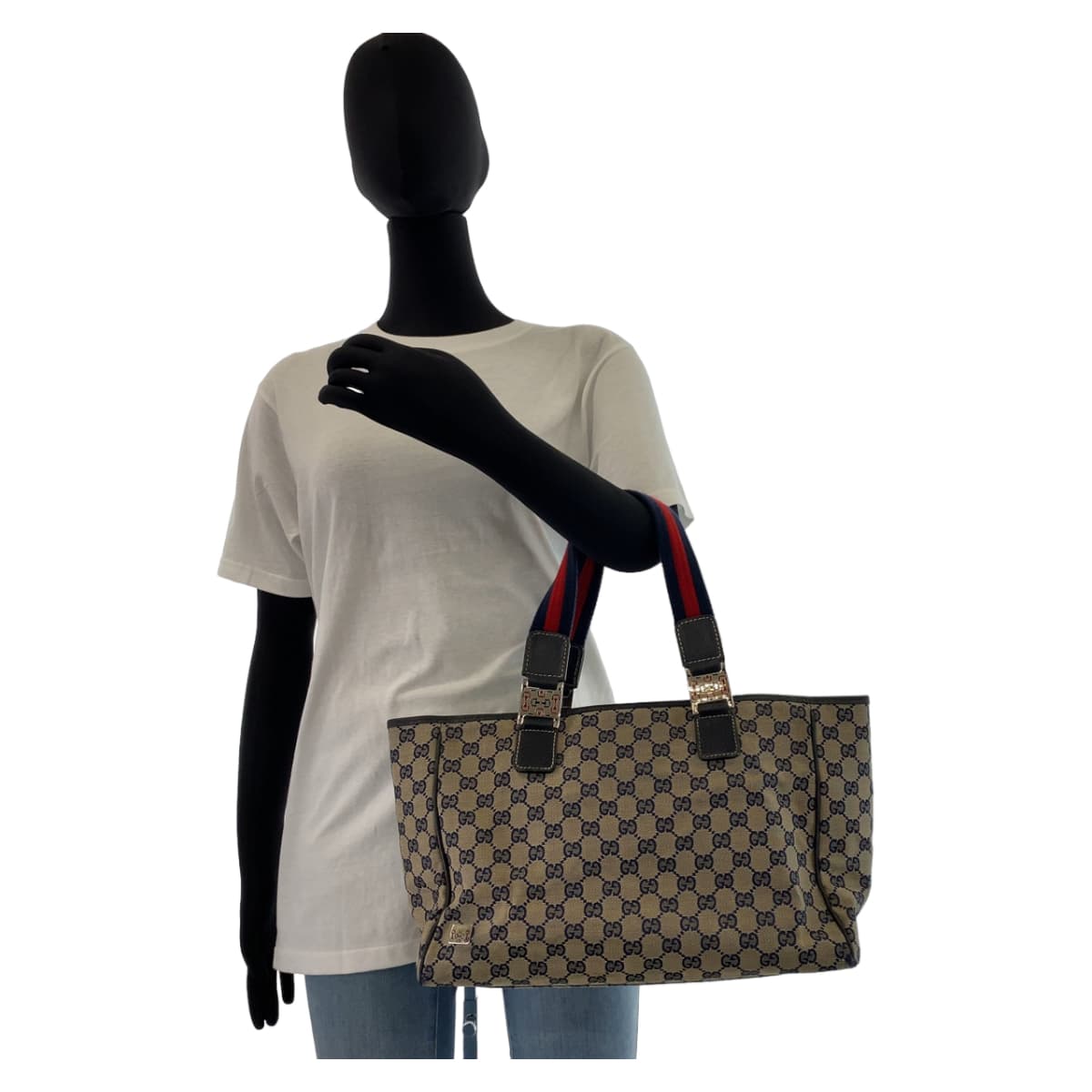 Gucci GG Canvas Sherry Line Tote Bag 145758 in Very Good Condition