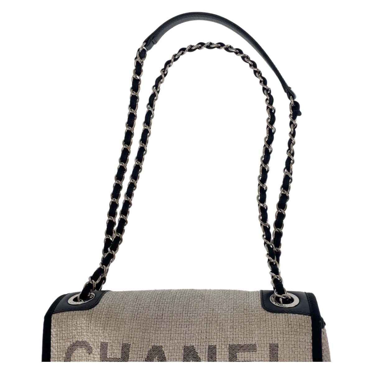 Chanel Canvas/Raffia Deauville Messenger Bag 406755 in Very Good Condition