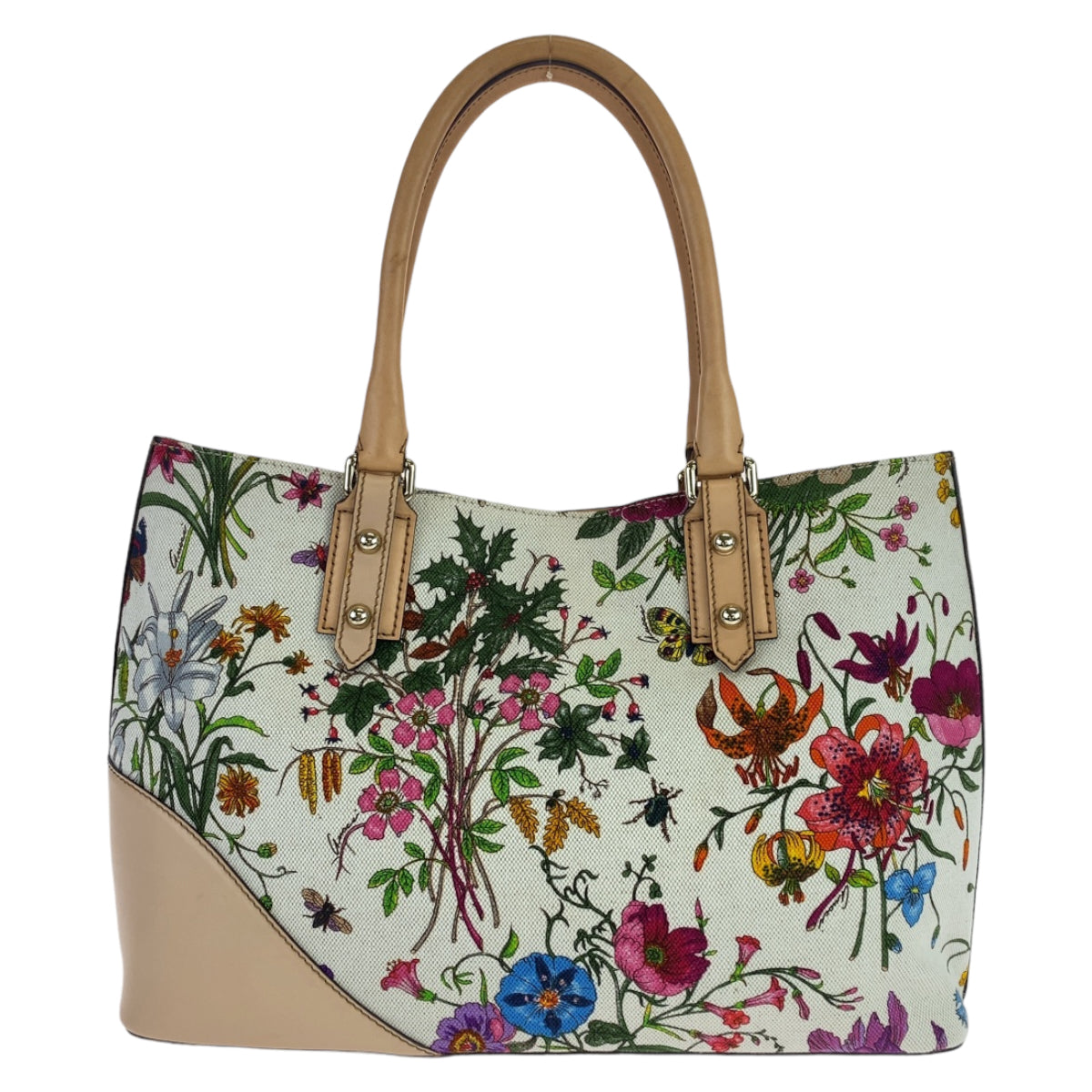 Gucci Canvas/Leather Horsebit Flora Tote Bag 137385 in Very Good Condition