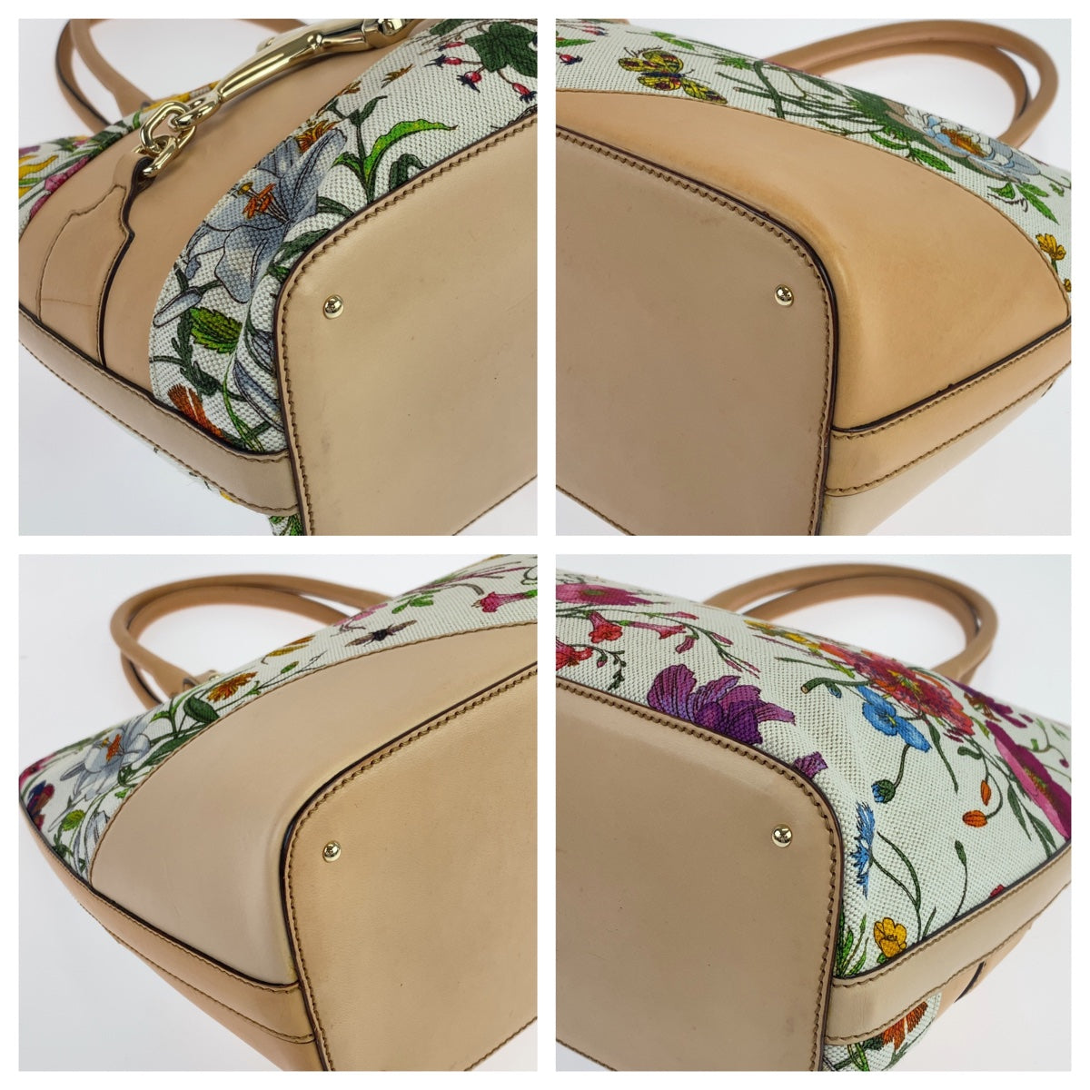 Gucci Canvas/Leather Horsebit Flora Tote Bag 137385 in Very Good Condition