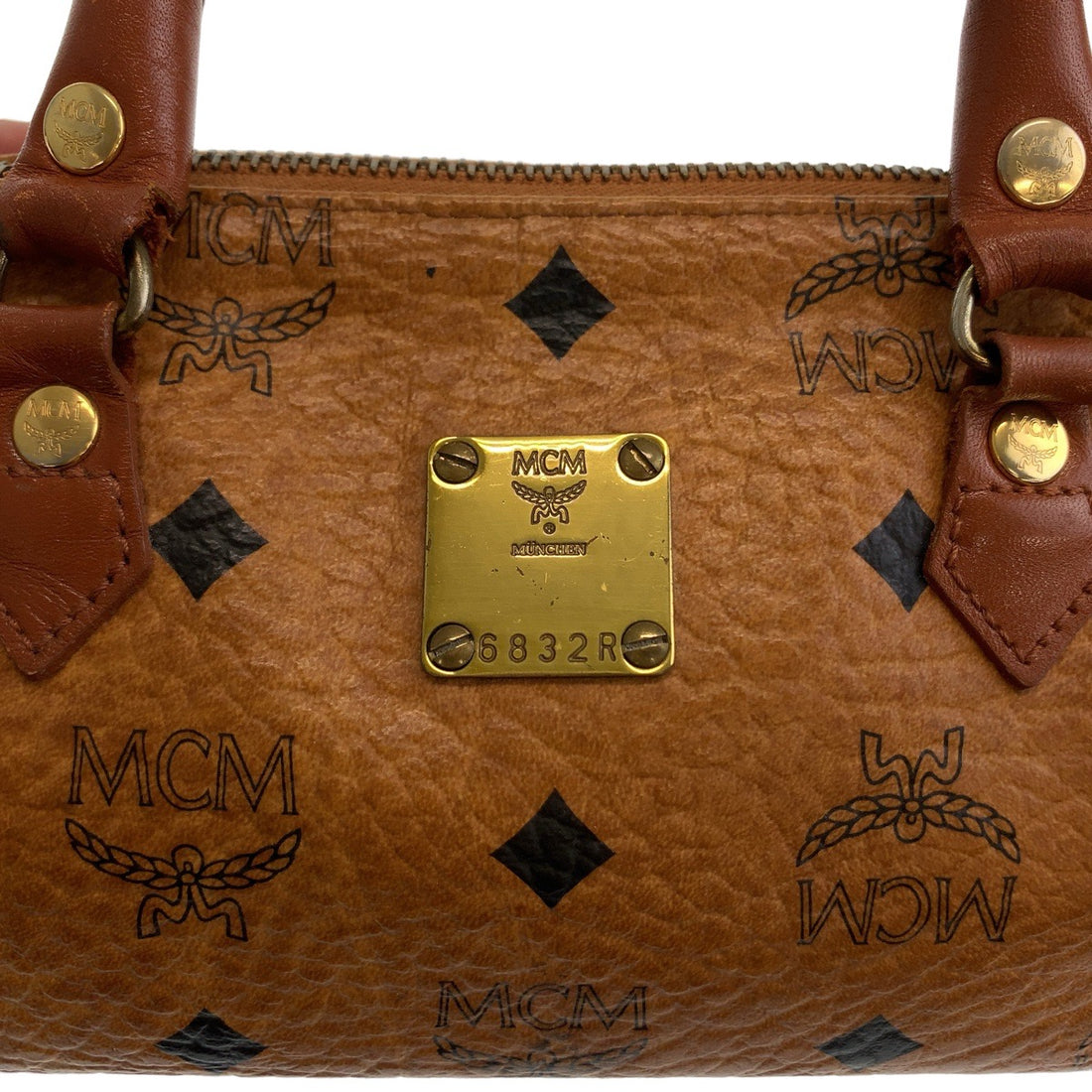 MCM Visetos Logo Leather Shoulder Bag