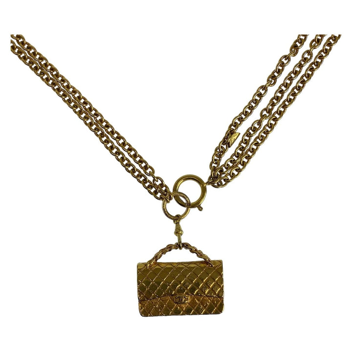 Chanel Vintage Gold Metal Matelasse Necklace