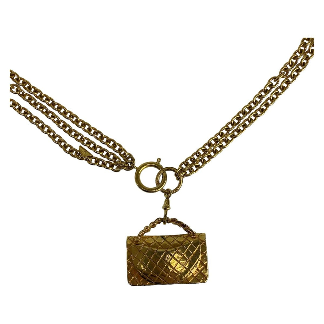 Chanel Vintage Gold Metal Matelasse Necklace