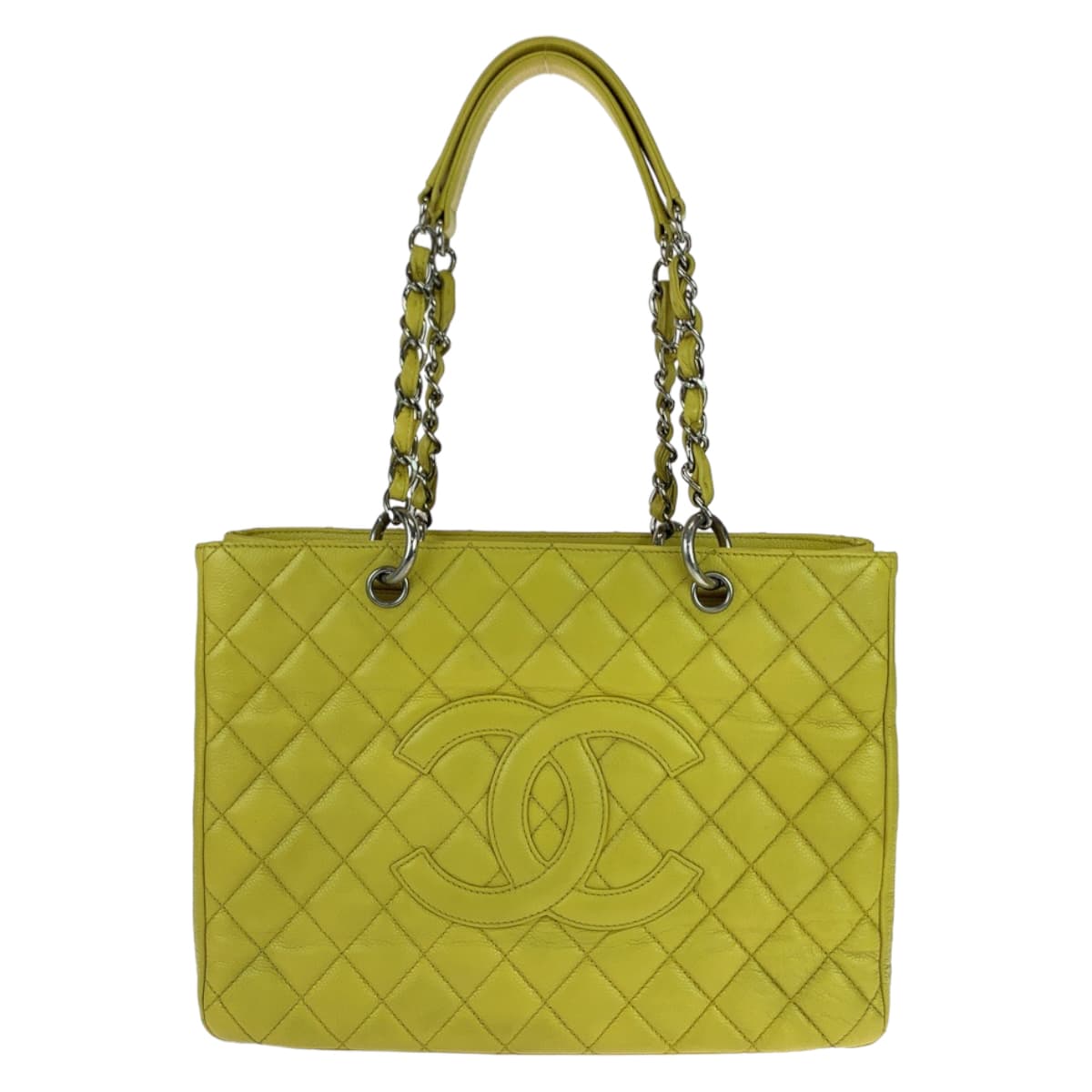 Chanel Vintage Matelasse GST Tote Caviar Skin Yellow in Very Good Condition