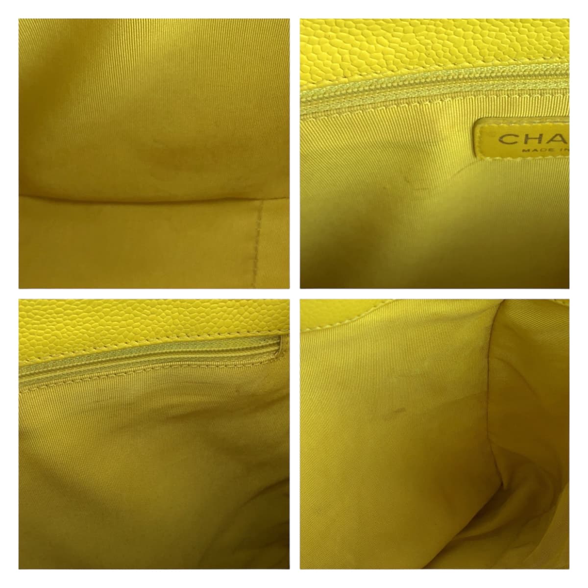 Chanel Vintage Matelasse GST Tote Caviar Skin Yellow in Very Good Condition