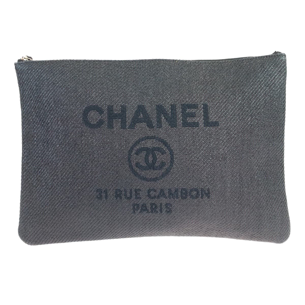 Chanel Cruise Line Deauville Coco Mark Straw Clutch 406822 in Very Good Condition