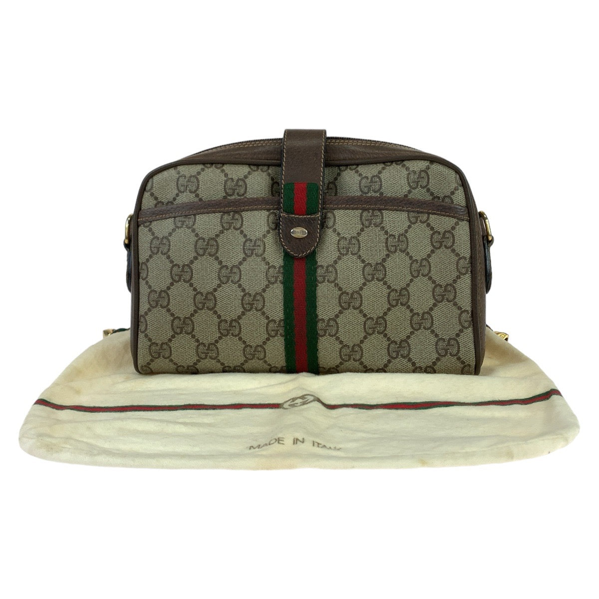 Gucci GG Supreme Canvas Leather Shoulder Bag in Very Good Condition