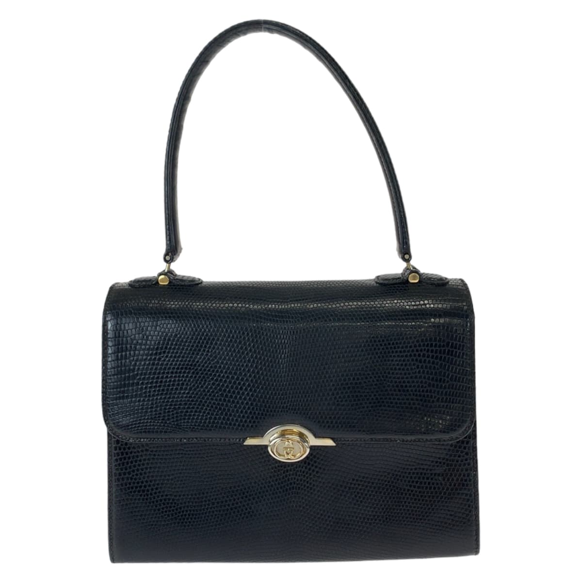 Gucci Vintage Black Lizard Handbag 406839