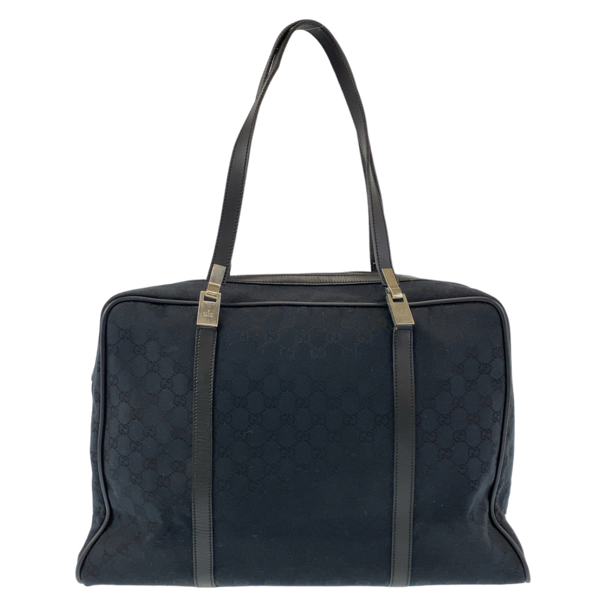 Gucci Black GG Canvas Leather Boston Bag