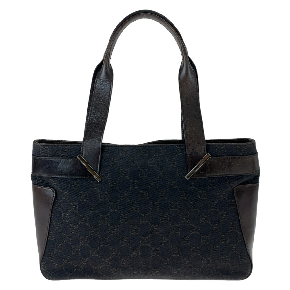 Gucci Brown GG Canvas Leather Tote Bag