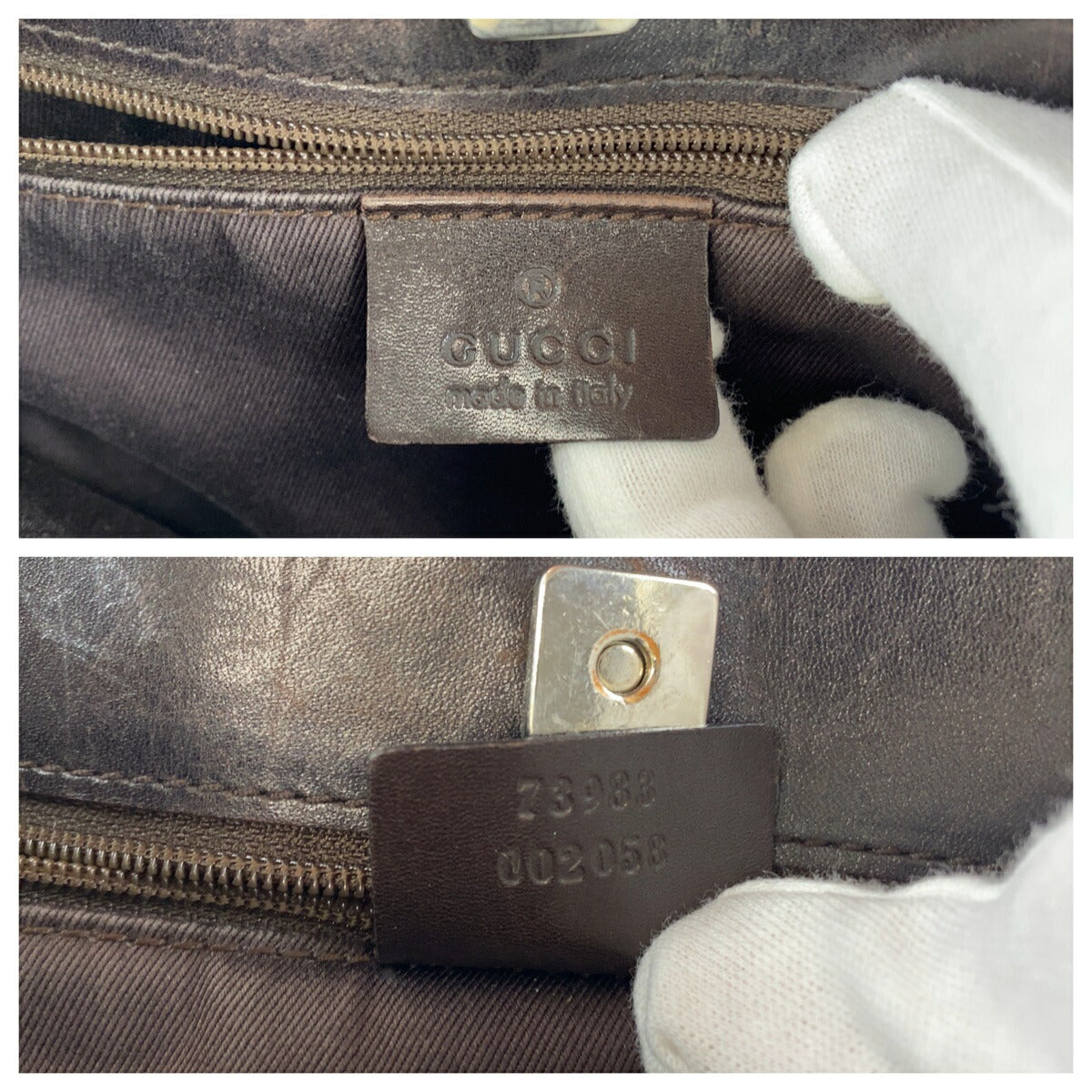 Gucci Brown GG Canvas Leather Tote Bag