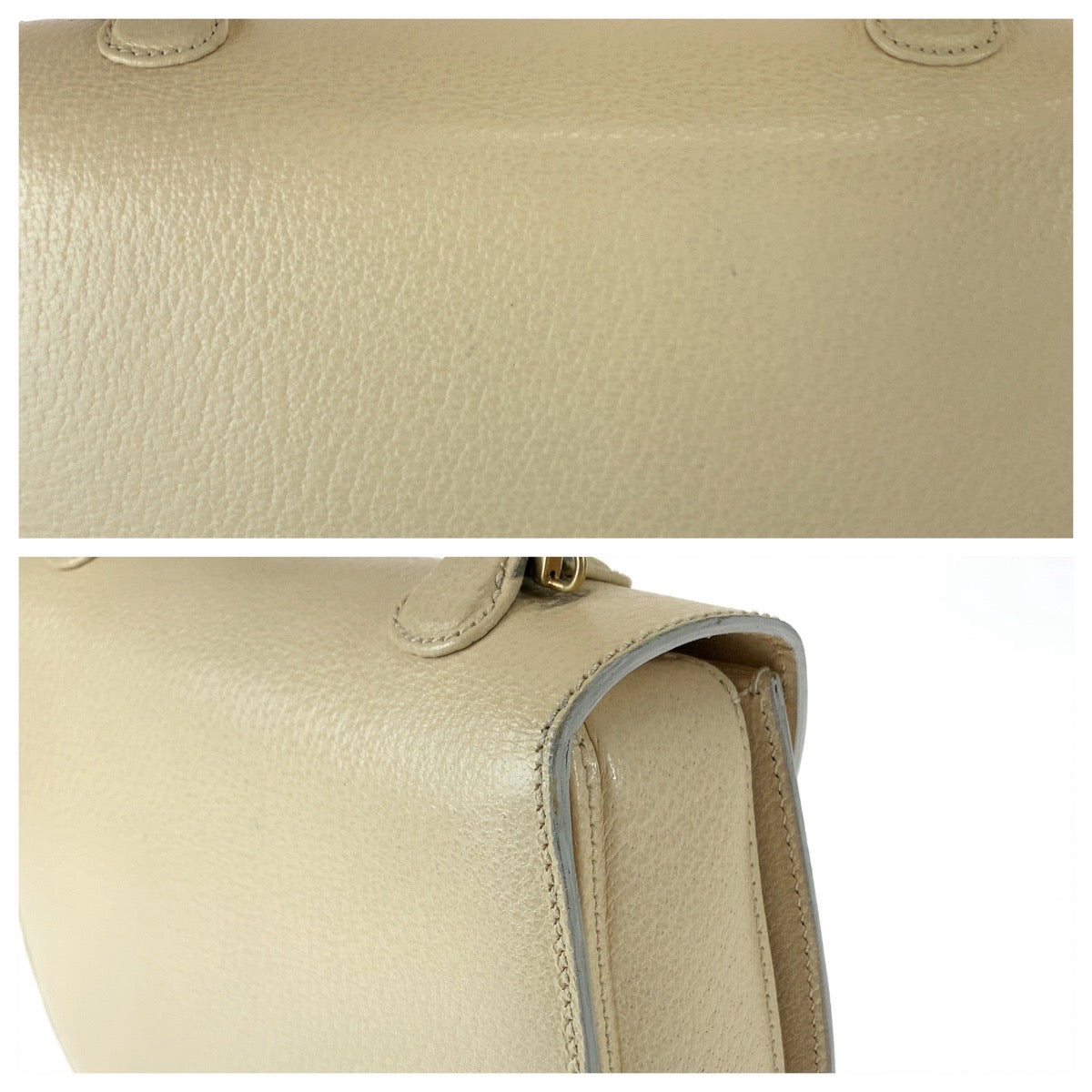 Gucci Bamboo Leather Handbag Off-White Beige