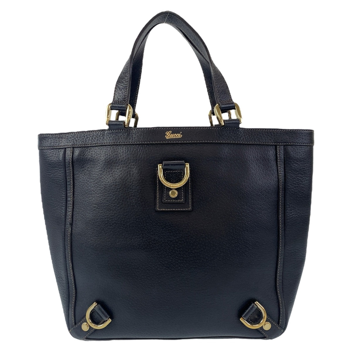 Gucci Leather Abbey Tote Bag Black Gold