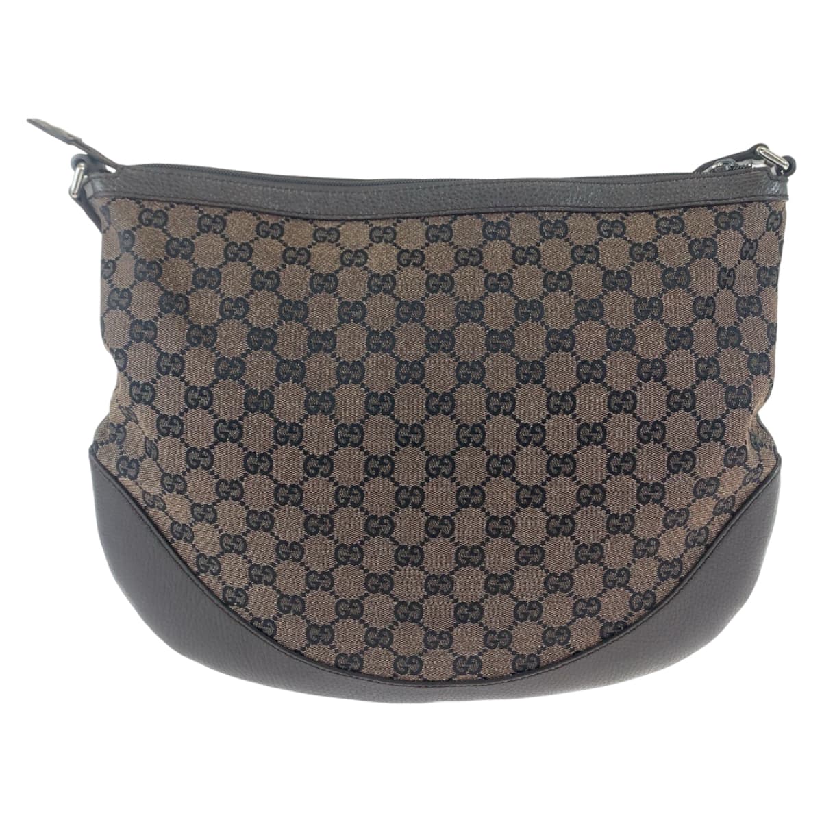 Gucci Brown GG Canvas Leather Shoulder Bag