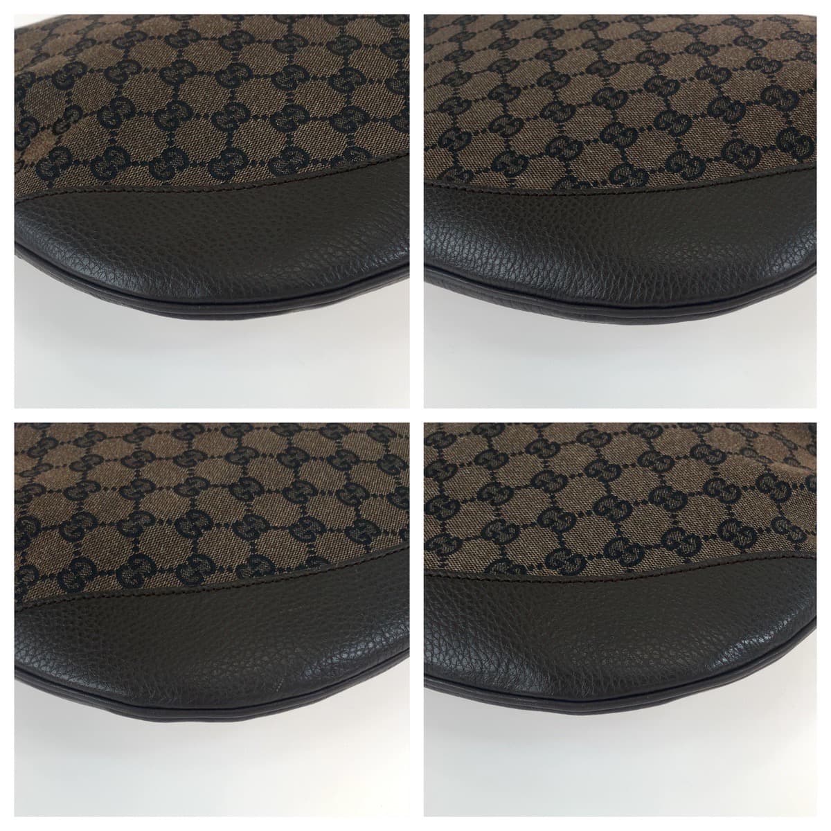 Gucci Brown GG Canvas Leather Shoulder Bag