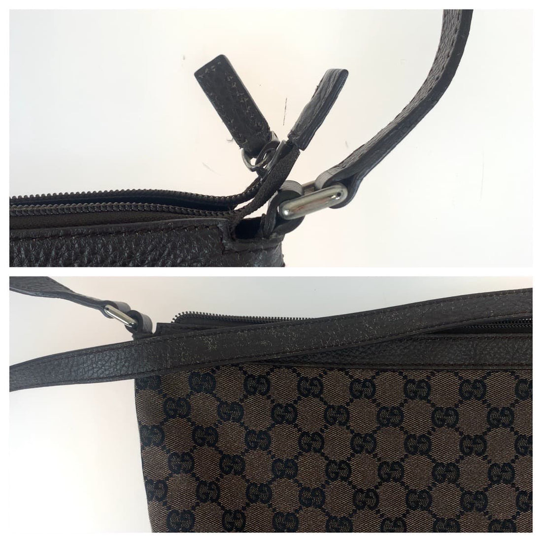 Gucci Brown GG Canvas Leather Shoulder Bag