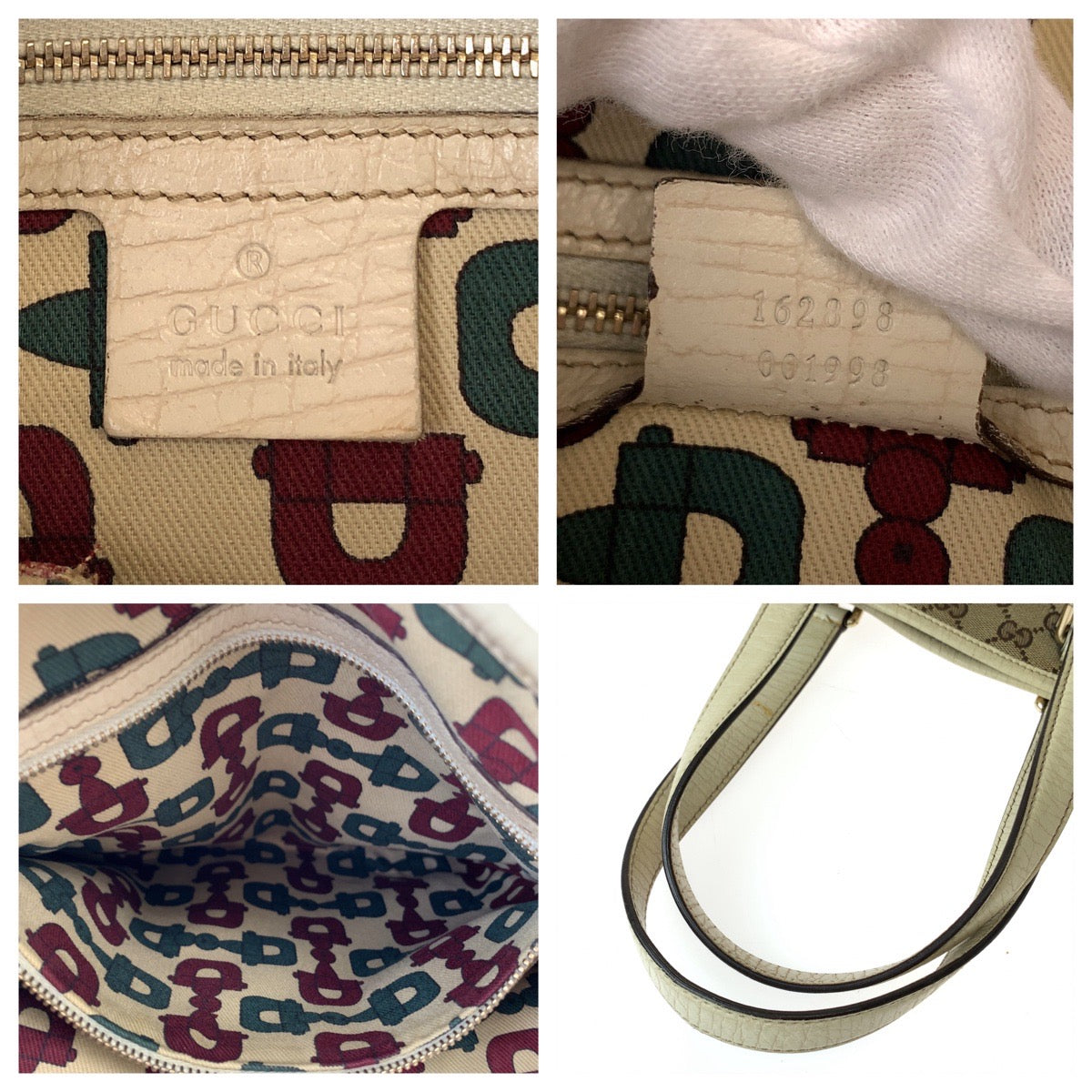 Gucci GG Canvas/Leather Tote Bag with Charm, Brown/Ivory, Gold Hardware in Very Good Condition