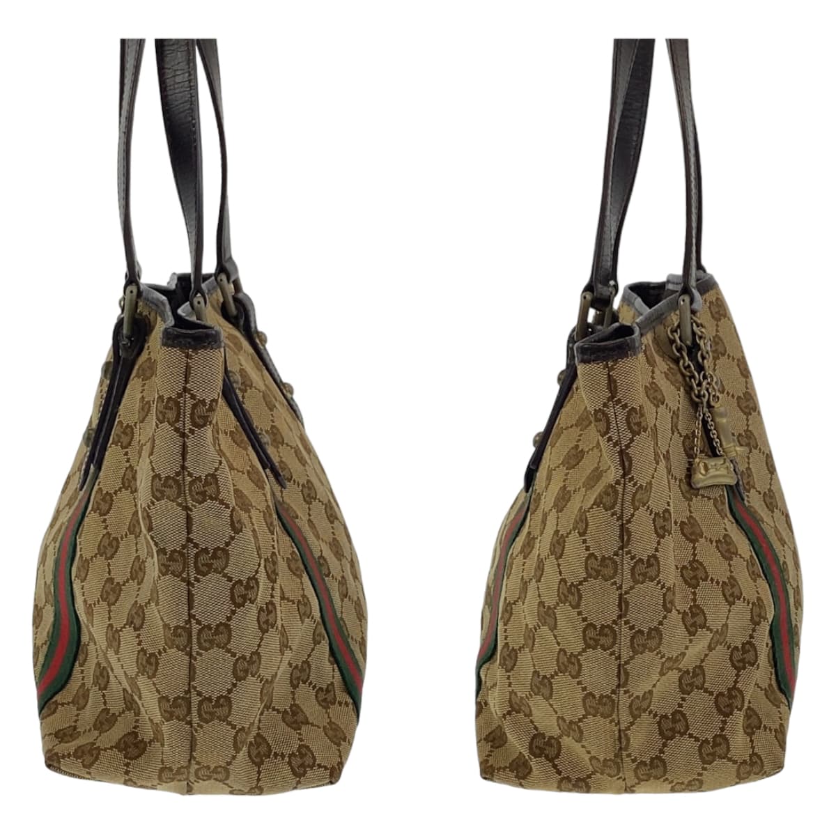 Gucci GG Canvas Sherry Line Tote Bag 137396 in Very Good Condition