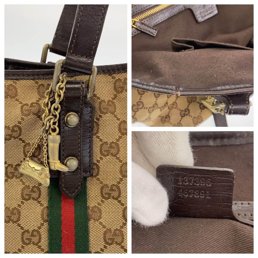 Gucci GG Canvas Sherry Line Tote Bag